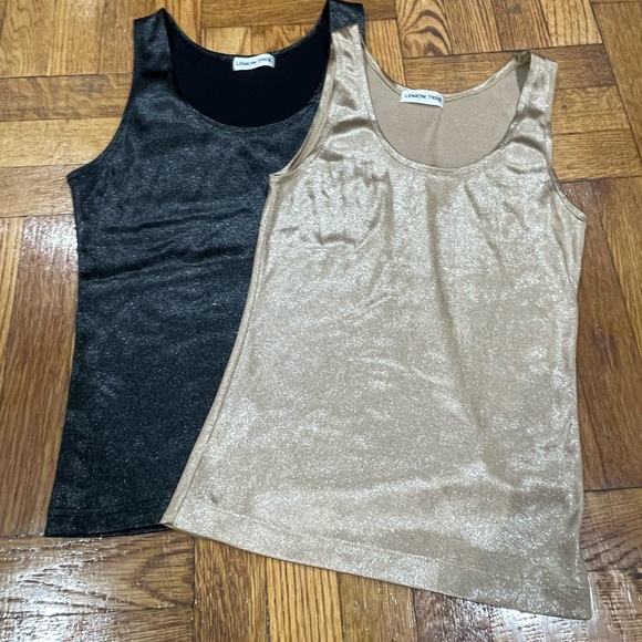 Bundle of Lemon Tree Shimmery Metallic Spandex Tank Tops in EUC (SIZE S) - Picture 2 of 8